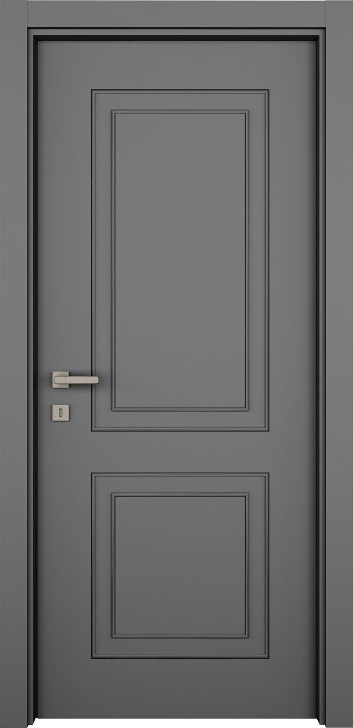 Ușa de interior Luxury Haky Grey: gri kaki, cu panouri clasice, mâner negru