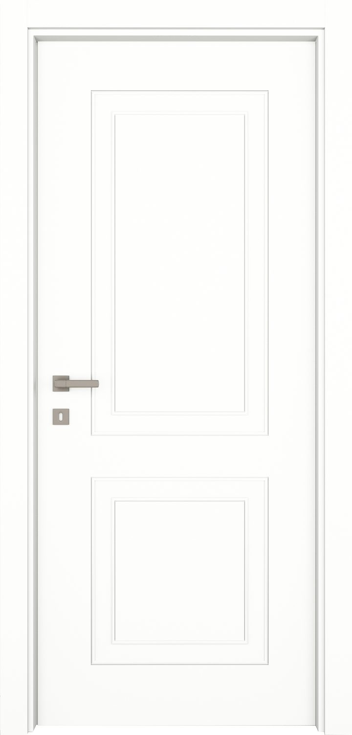 Ușa de interior Luxury White: albă, cu două panouri clasice în relief